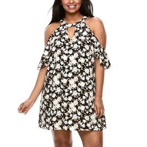 Candies Cold Shoulder Floral Swing Dress size L